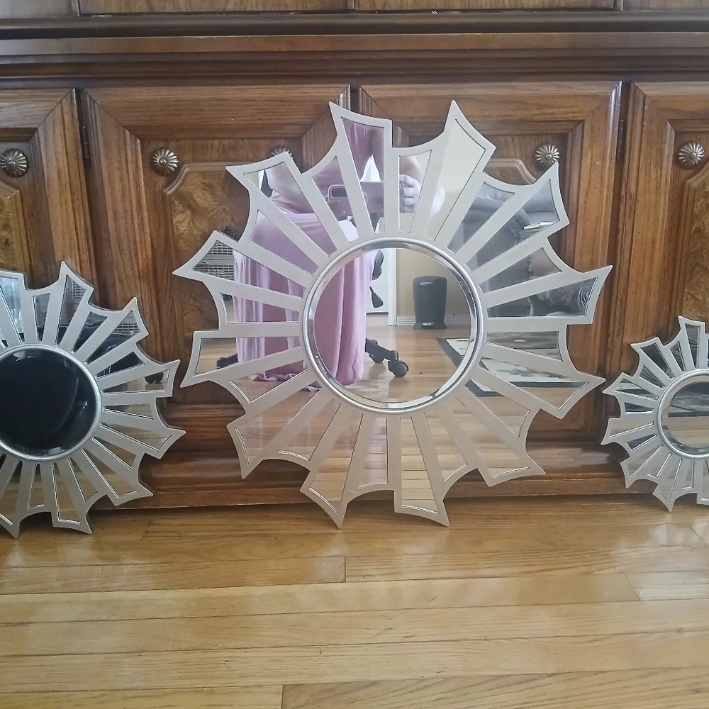 Silver Abstract Style Glass Decorative Mirrors​​​